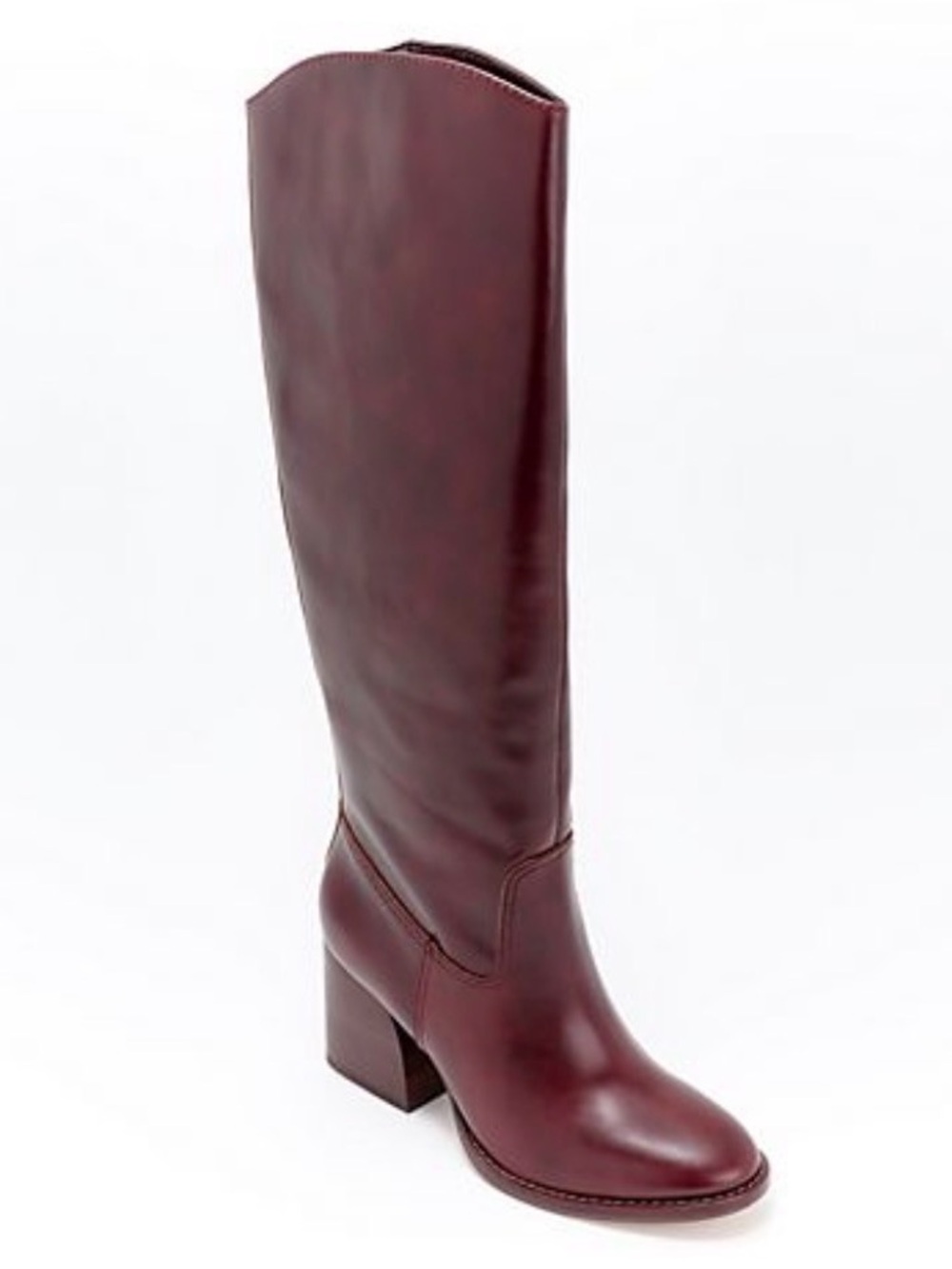 Vince Camuto Leila Leather Wide Calf Knee High Boots - Mahogany